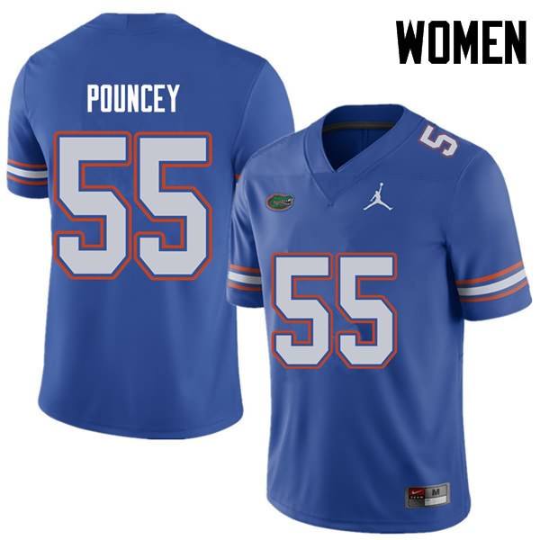 NCAA Florida Gators Mike Pouncey Women's #55 Jordan Brand Royal Stitched Authentic College Football Jersey HOL0764KN